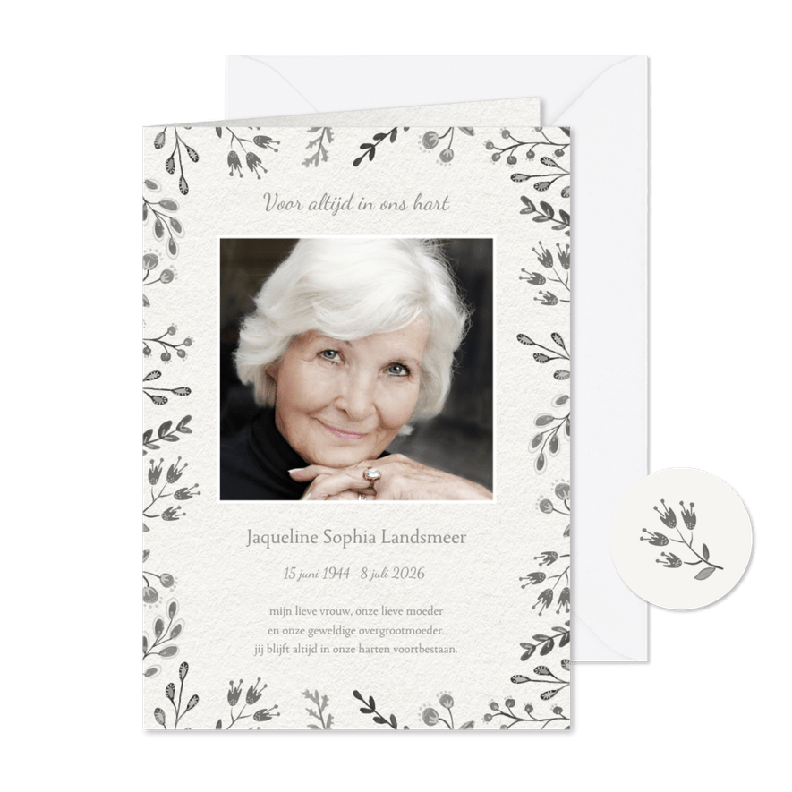 Rouwkaart Deelneming Bloemen  - Kaartimpressie