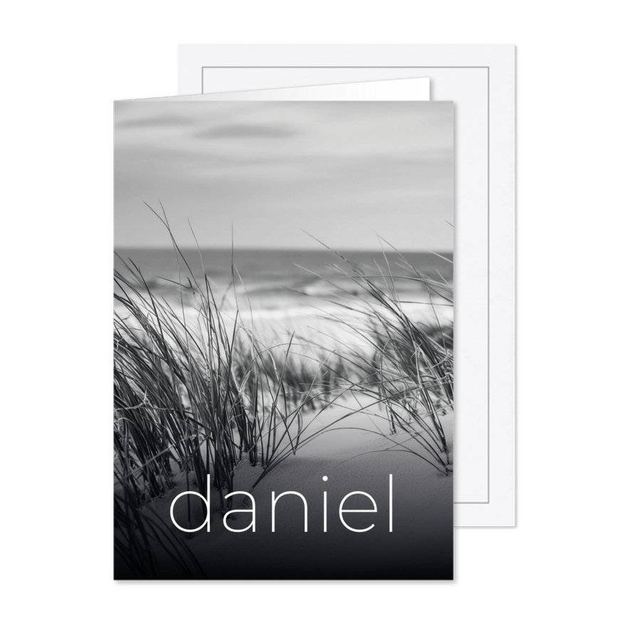 Rouwkaart duinen strand en zee - Kaartimpressie