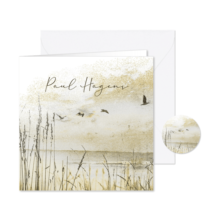 Rouwkaart duinen vogelvlucht - Kaartimpressie