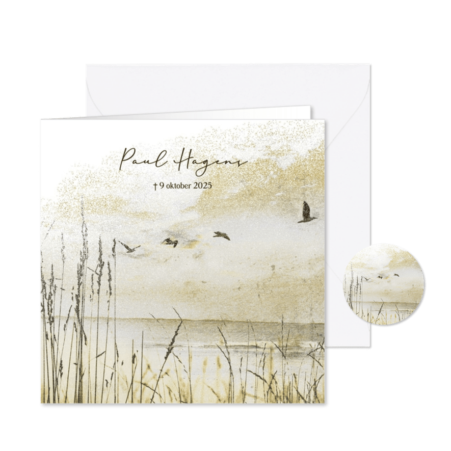 Rouwkaart duinen vogelvlucht - Kaartimpressie