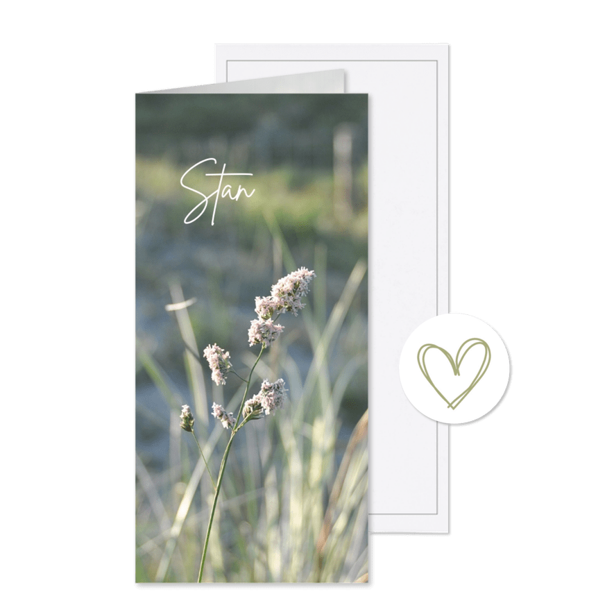 Rouwkaart duingras langwerpig - Kaartimpressie