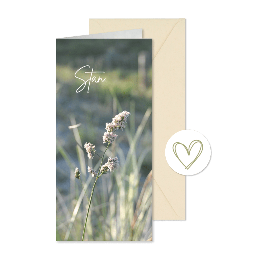 Rouwkaart duingras langwerpig - Kaartimpressie