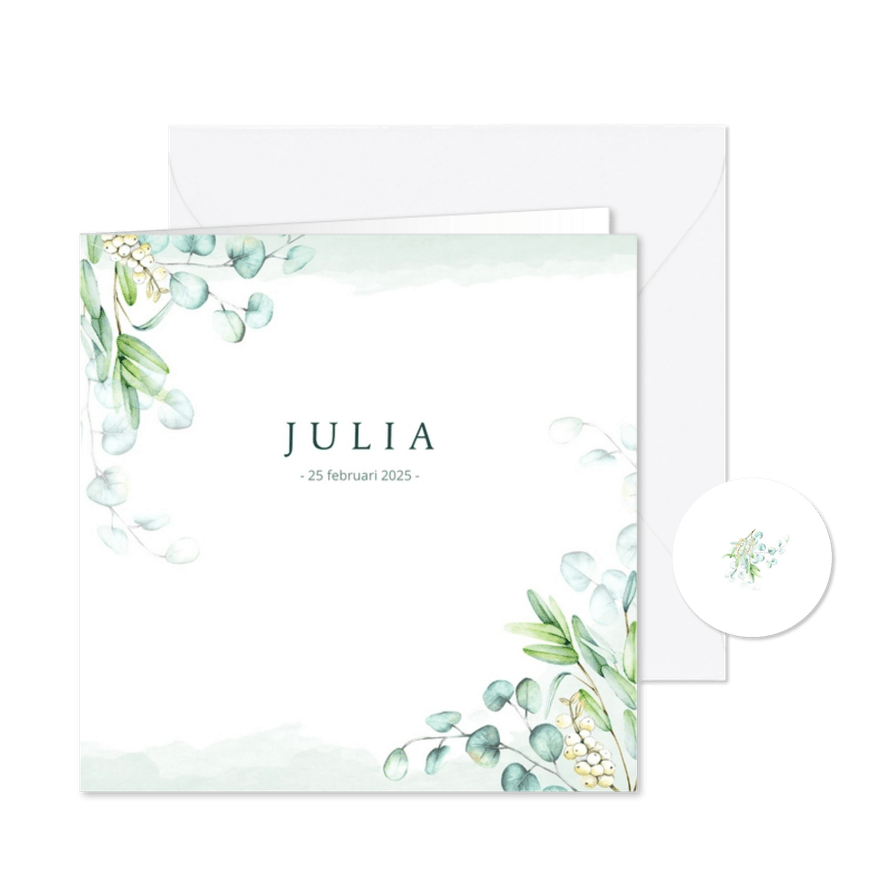 Rouwkaart eucalyptus besjes - Kaartimpressie