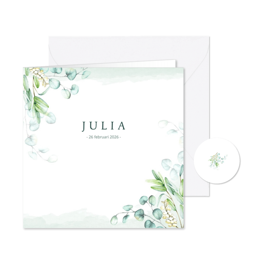 Rouwkaart eucalyptus besjes - Kaartimpressie