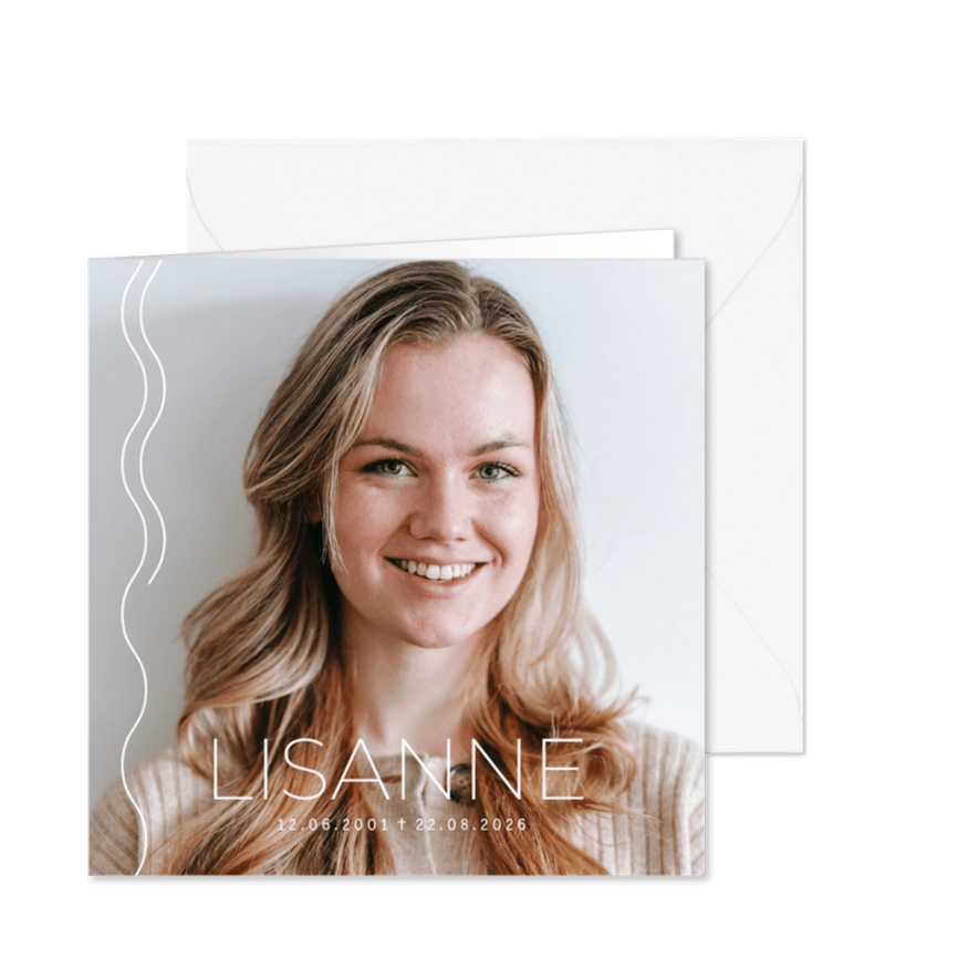 Rouwkaart foto golven stijlvol modern - Kaartimpressie