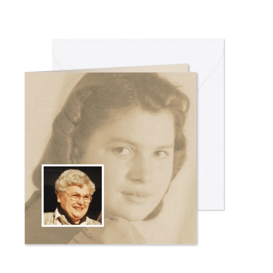 rouwkaart foto jong oud - Kaartimpressie