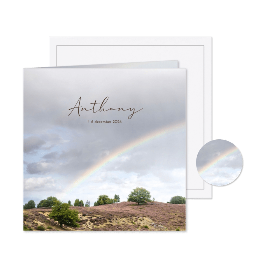 Rouwkaart heidelandschap met regenboog - Kaartimpressie