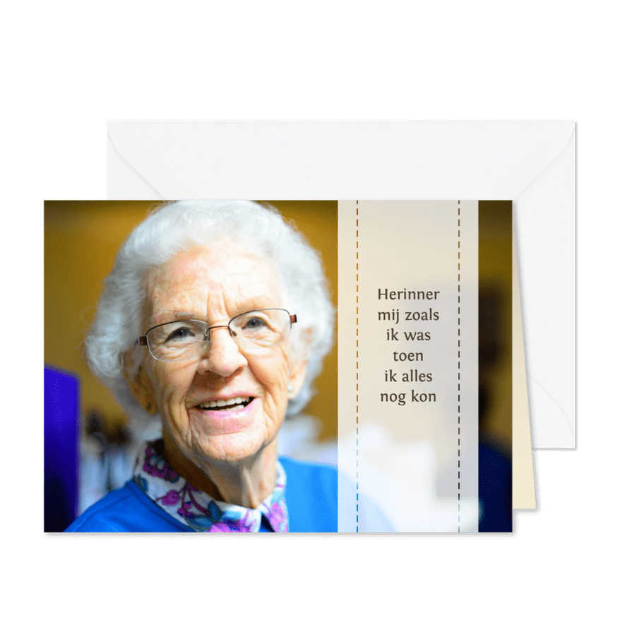 rouwkaart herinner mij met foto - Kaartimpressie