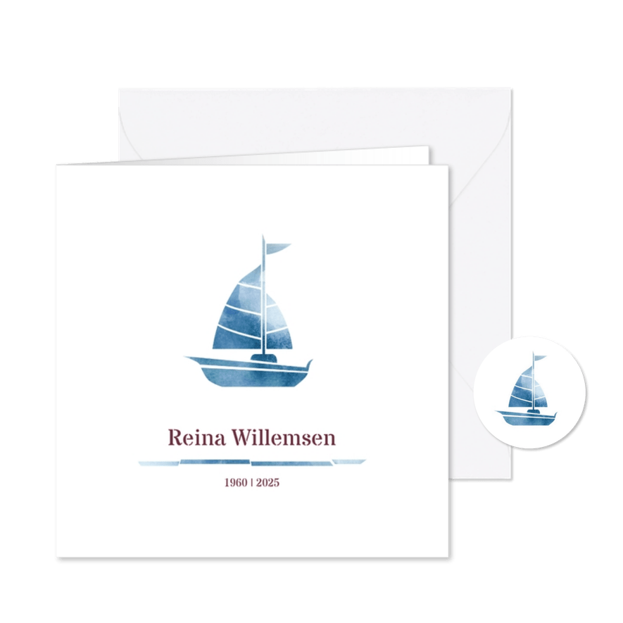 Rouwkaart hobby watersport zeilen - Kaartimpressie