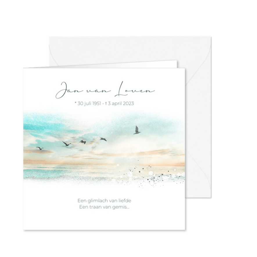 Rouwkaart horizon vogelvlucht - Kaartimpressie