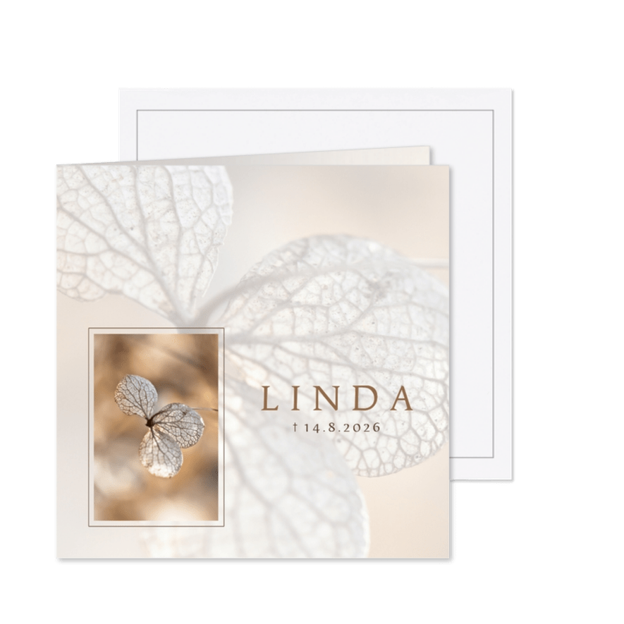 Rouwkaart hortensia - Kaartimpressie