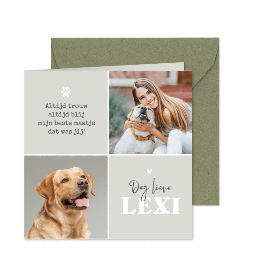 Rouwkaart huisdier foto hondenpootje lief persoonlijk - Kaartimpressie