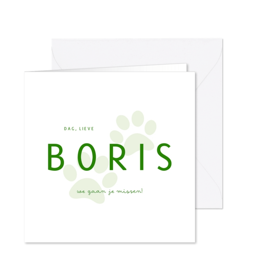 Rouwkaart huisdier met pootafdrukken - Kaartimpressie