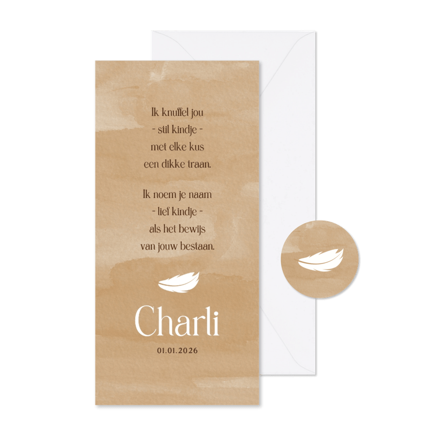 Rouwkaart Ik noem je naam als bewijs van jouw bestaan - Kaartimpressie