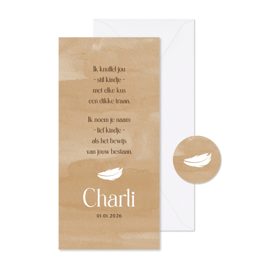 Rouwkaart Ik noem je naam als bewijs van jouw bestaan - Kaartimpressie