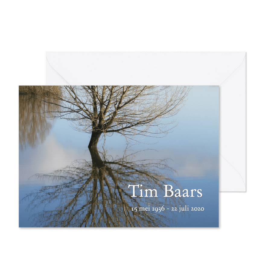 Rouwkaart In water gespiegelde boom 3 - OT - Kaartimpressie
