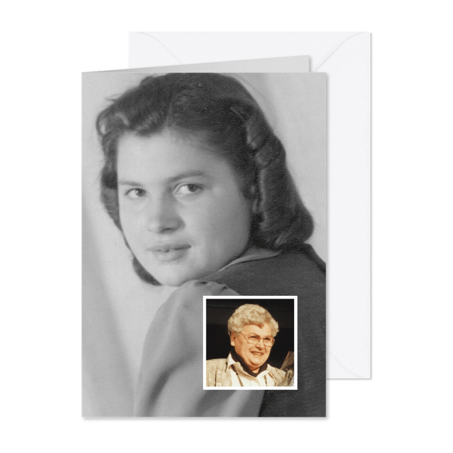 Rouwkaart jong oud foto - Kaartimpressie