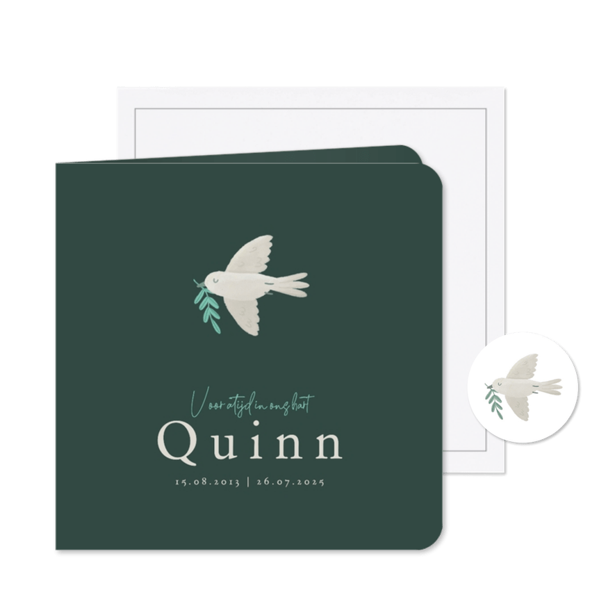 Rouwkaart kind vogel illustratie stijlvol - Kaartimpressie