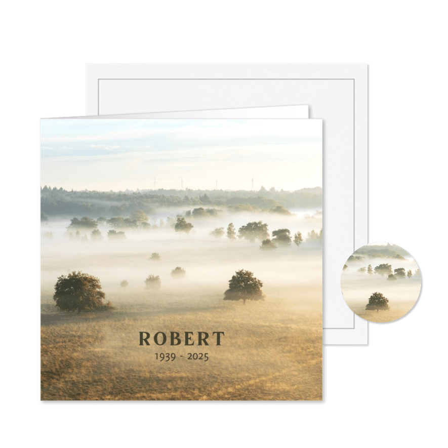 Rouwkaart landschap met mistflarden - Kaartimpressie
