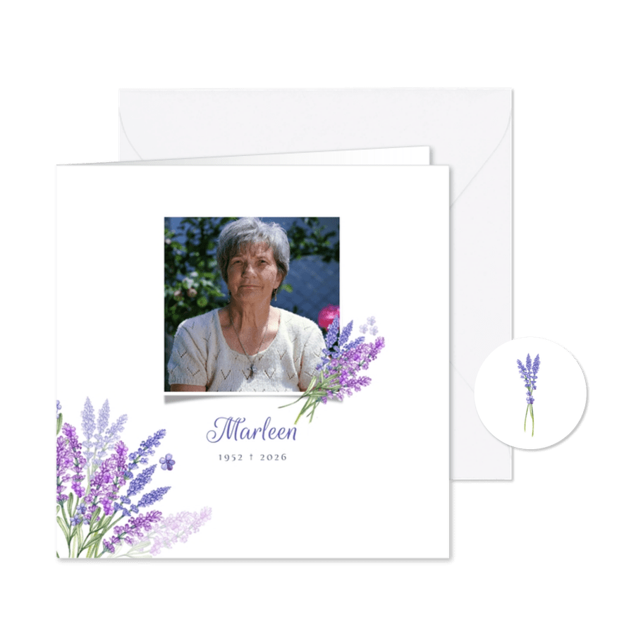 Rouwkaart lavendel foto - Kaartimpressie