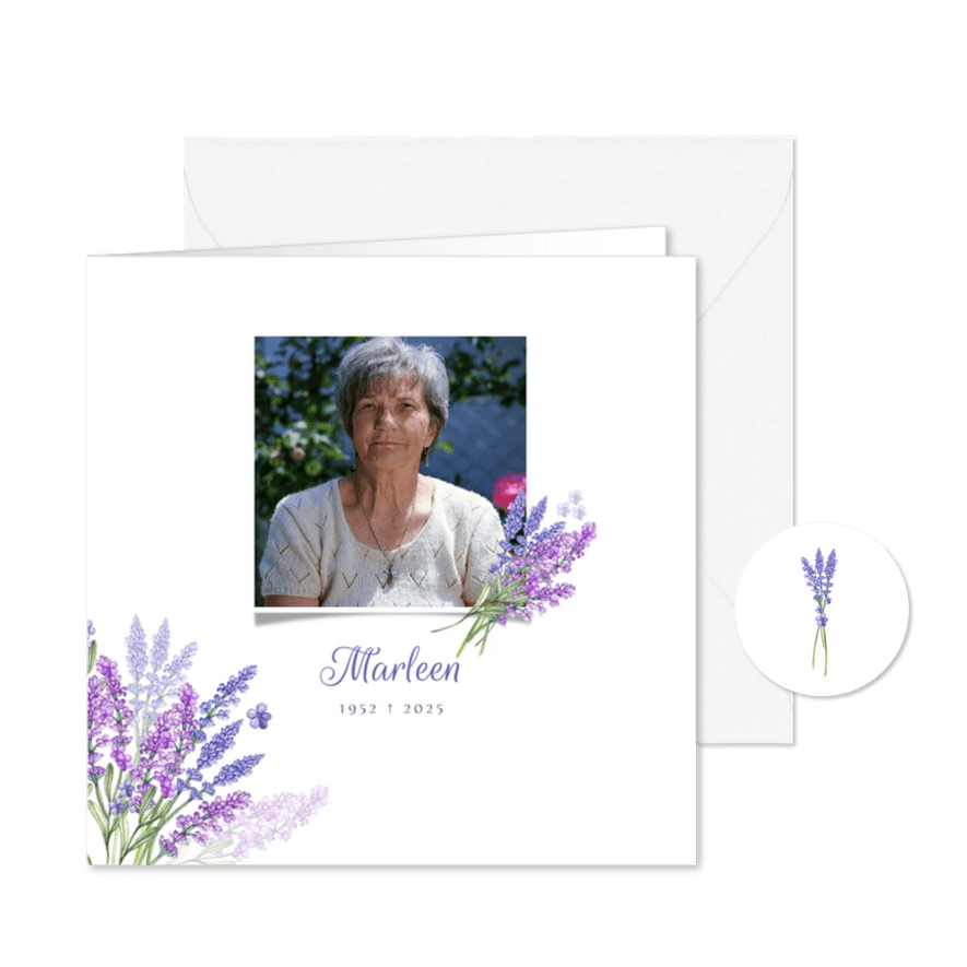 Rouwkaart lavendel foto - Kaartimpressie