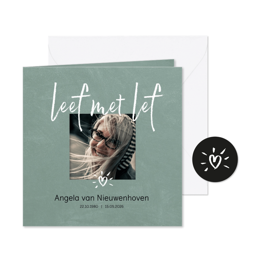 Rouwkaart leef met lef - Kaartimpressie