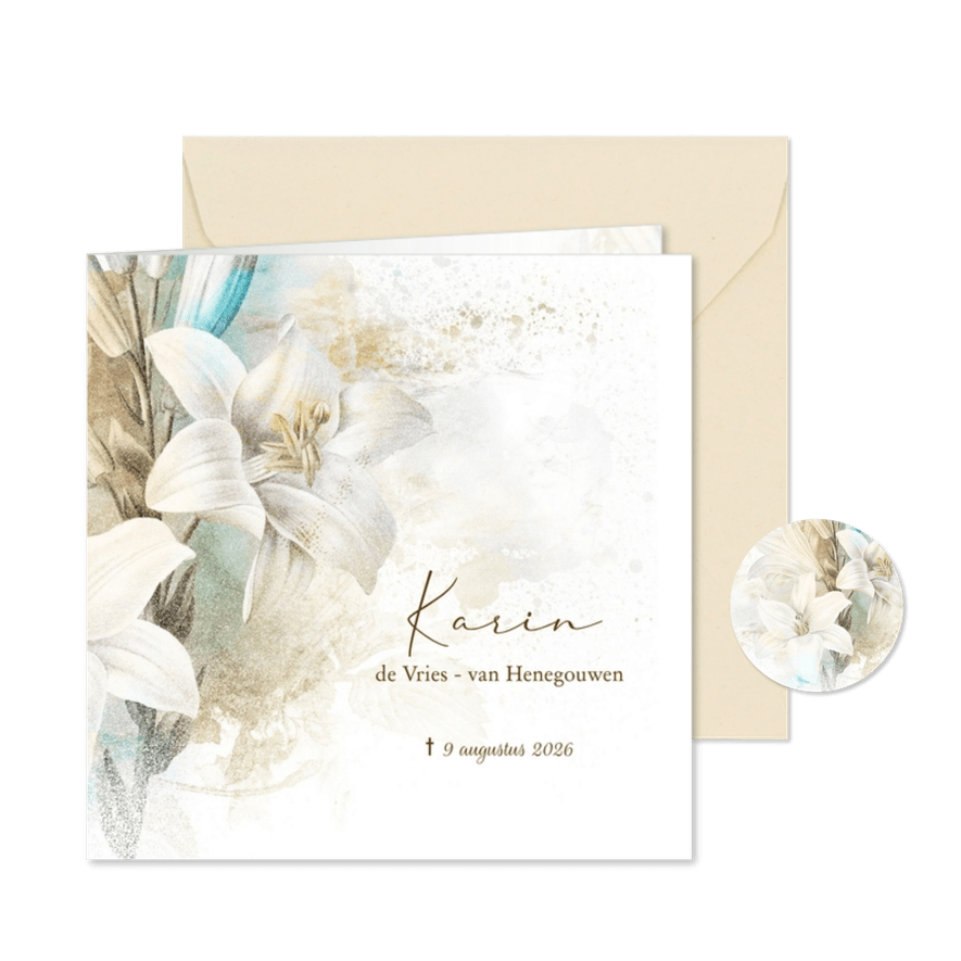 Rouwkaart lelies in rouw - Kaartimpressie