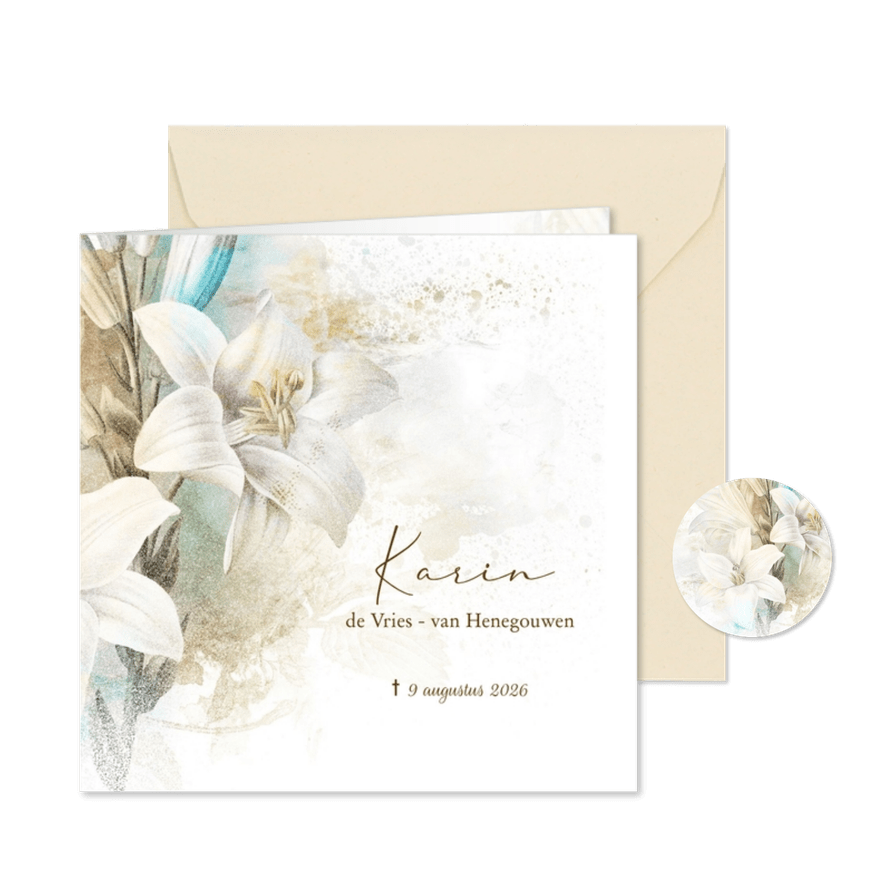 Rouwkaart lelies in rouw - Kaartimpressie