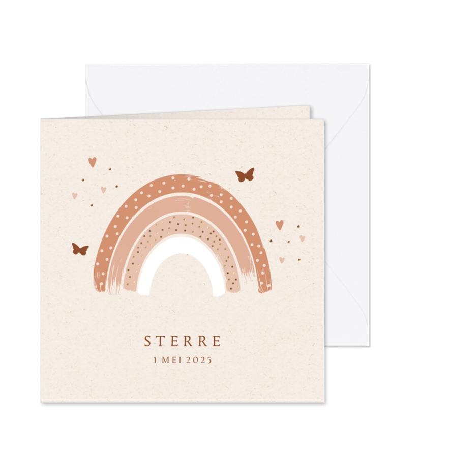 Rouwkaart meisje regenboog - Kaartimpressie