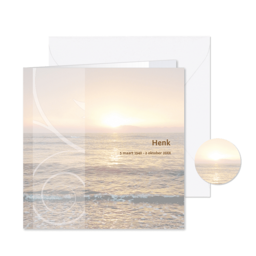 rouwkaart met de zee - Kaartimpressie