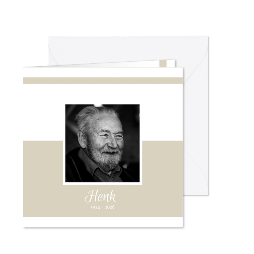 Rouwkaart met foto (kleur naar keuze) - Kaartimpressie