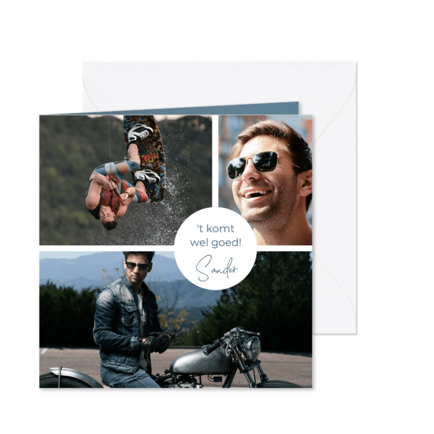 Rouwkaart met fotocollage - Kaartimpressie