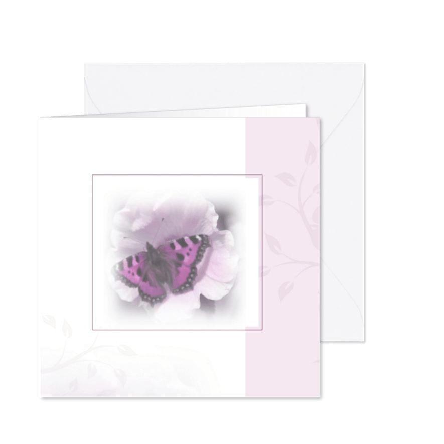 rouwkaart met mooie vlinder - Kaartimpressie
