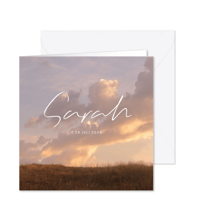 Rouwkaart met natuurfoto met een sfeervolle lucht - Kaartimpressie