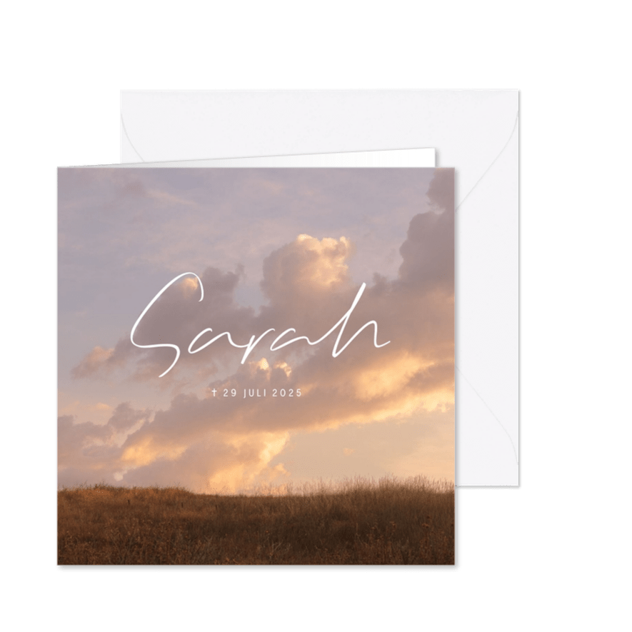 Rouwkaart met natuurfoto met een sfeervolle lucht - Kaartimpressie