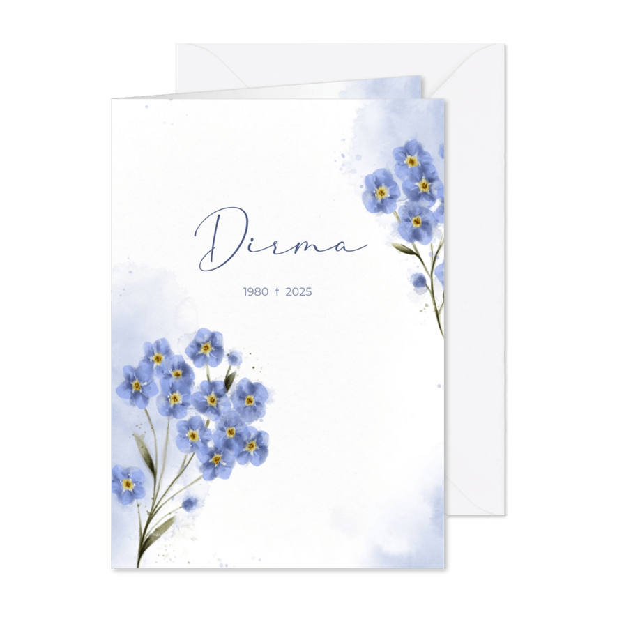 Rouwkaart met vergeet-mij-nietje aquarel - Kaartimpressie