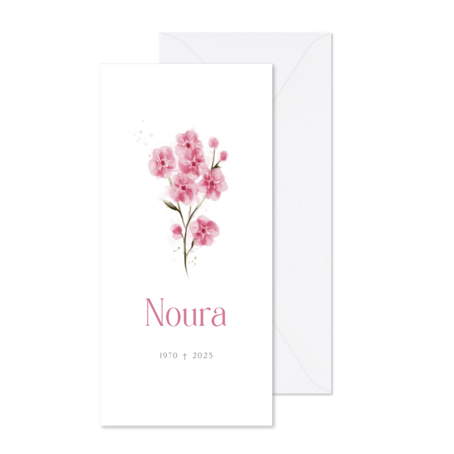 Rouwkaart met waterverf bloesem - Kaartimpressie