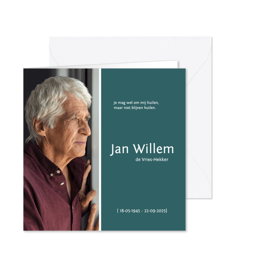 Rouwkaart - moderne rouwkaart foto - Kaartimpressie