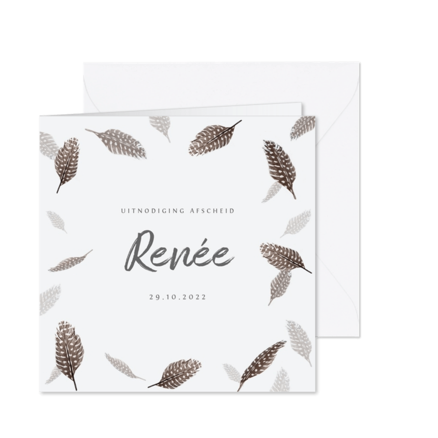 Rouwkaart natuur stijlvol met veertjes - Kaartimpressie
