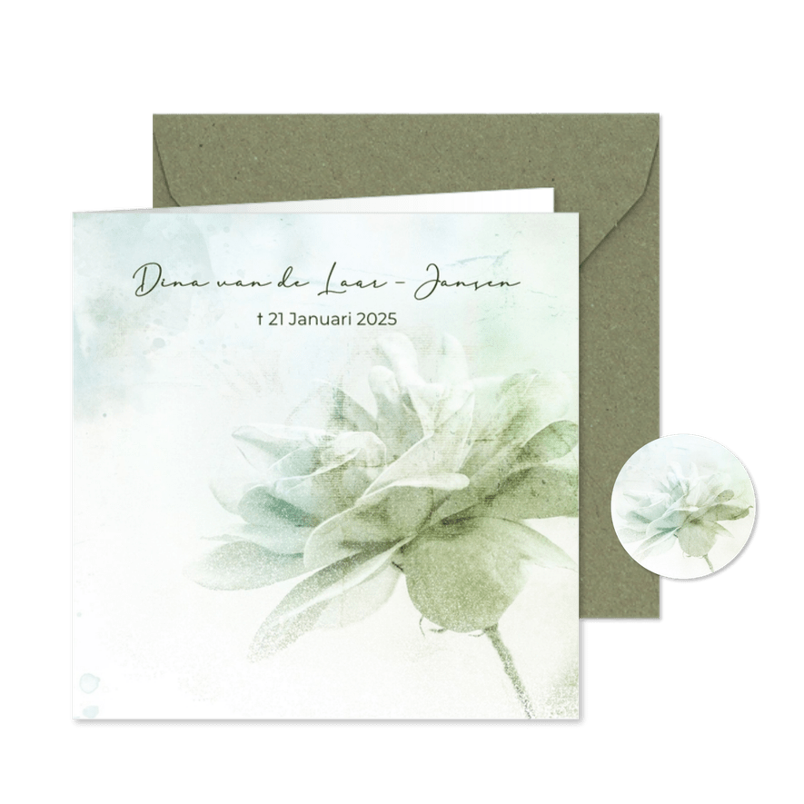 Rouwkaart ochtend nevel bloem - Kaartimpressie