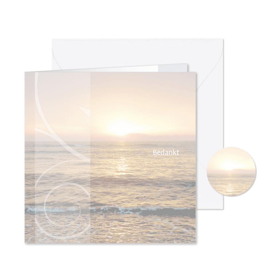 Rouwkaart om te bedanken zee - Kaartimpressie