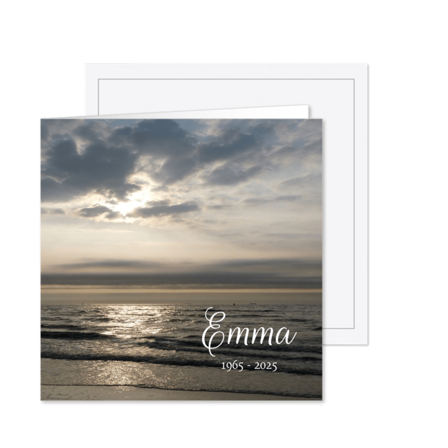 Rouwkaart - Ondergaande zon in zee - Kaartimpressie