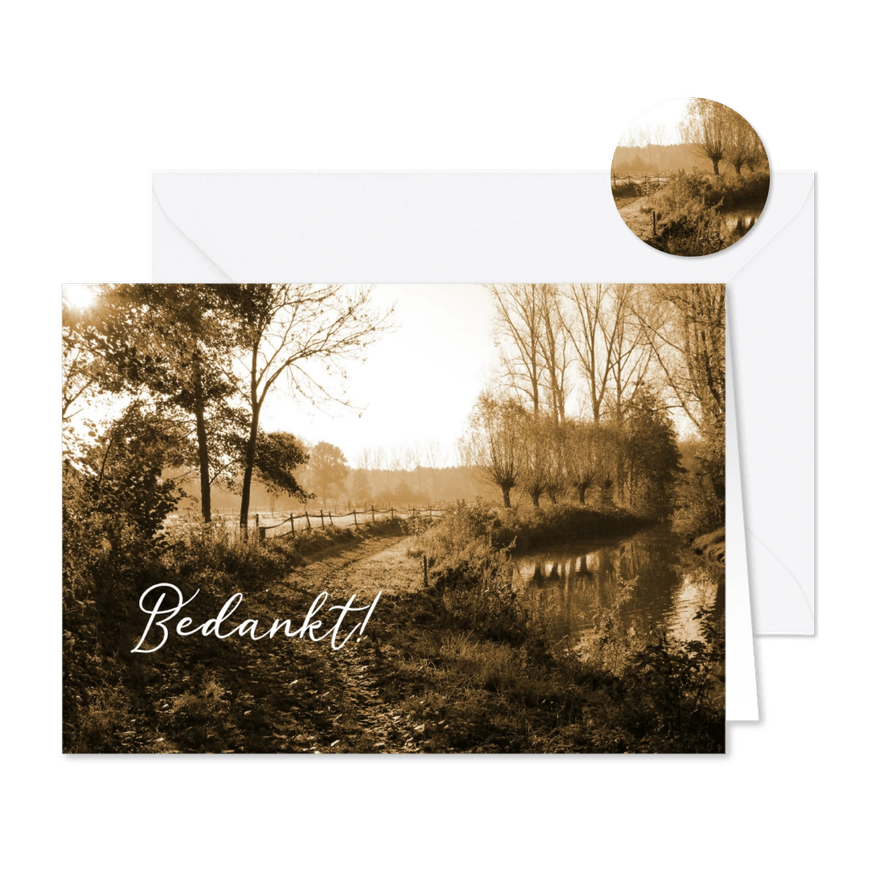Rouwkaart paadje sepia - Kaartimpressie