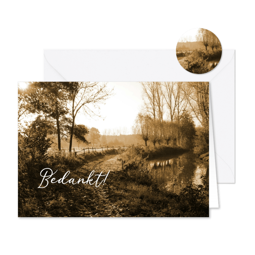 Rouwkaart paadje sepia - Kaartimpressie