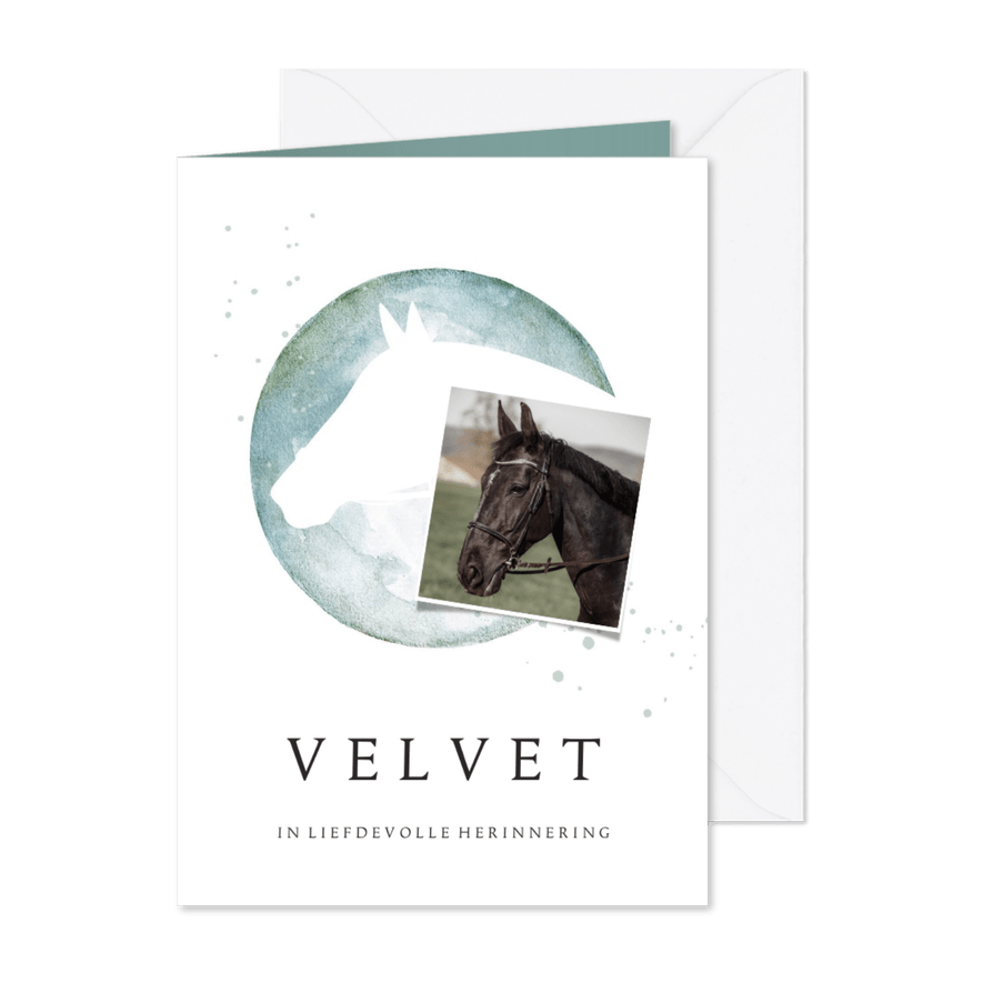 Rouwkaart paard silhouet waterverf foto - Kaartimpressie