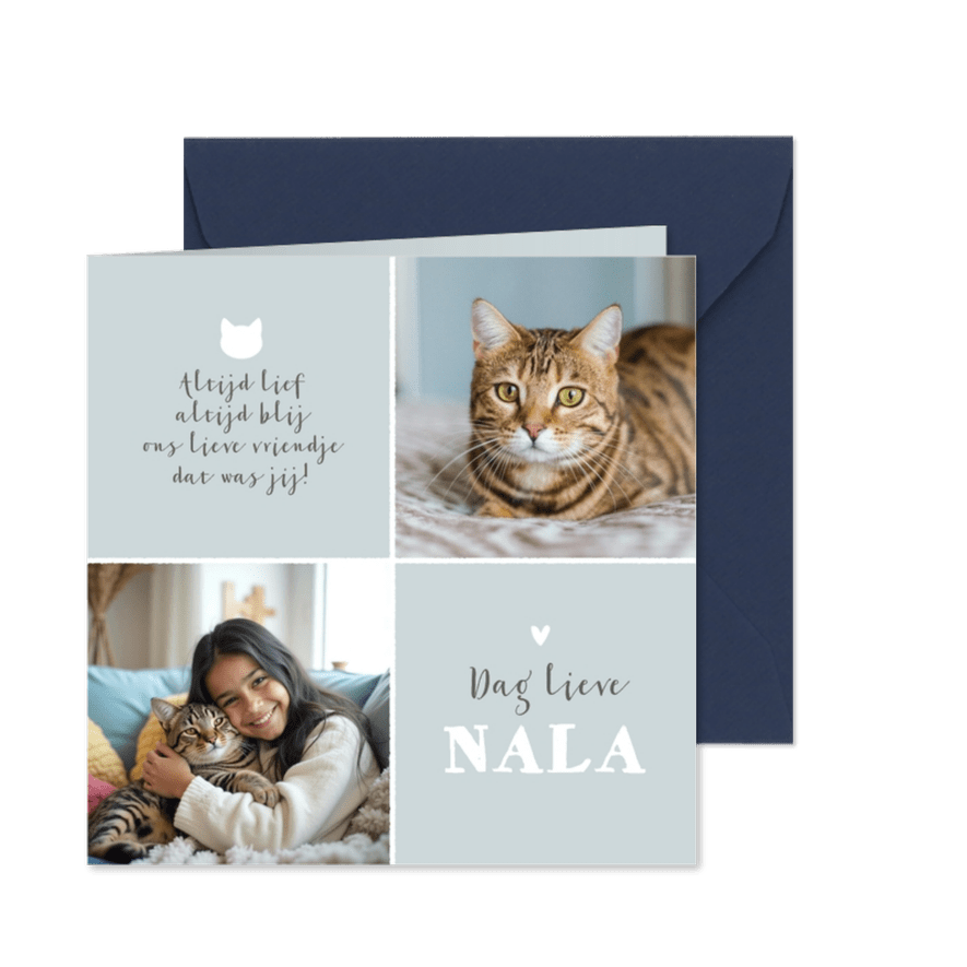 Rouwkaart poes kat foto liefdevol fotokaart - Kaartimpressie