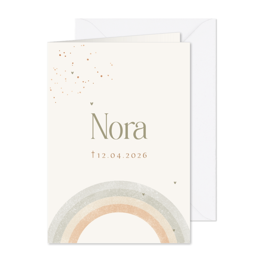 Rouwkaart regenboogjes groene hartjes - Kaartimpressie