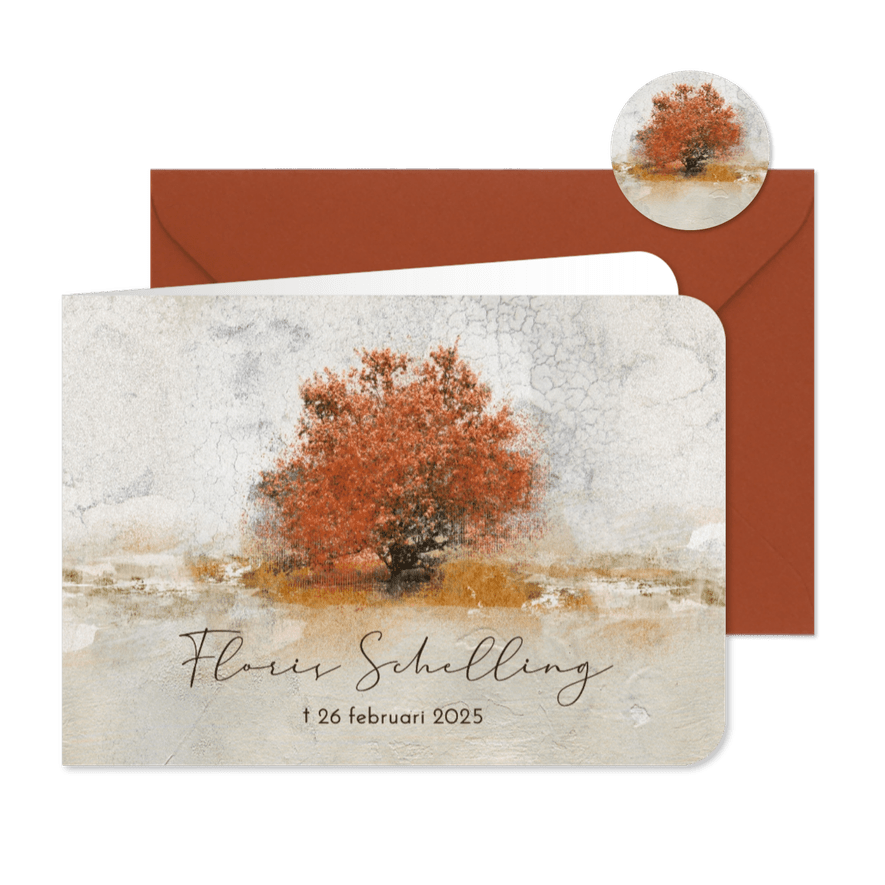 Rouwkaart rouw abstract boom - Kaartimpressie