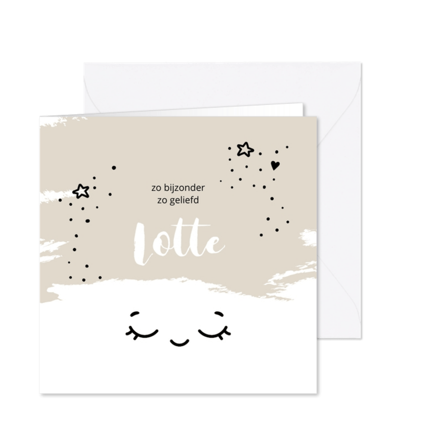 Rouwkaart slapende oogjes - Kaartimpressie