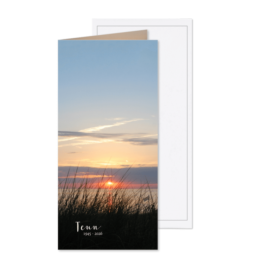 Rouwkaart strand zonsondergang - Kaartimpressie